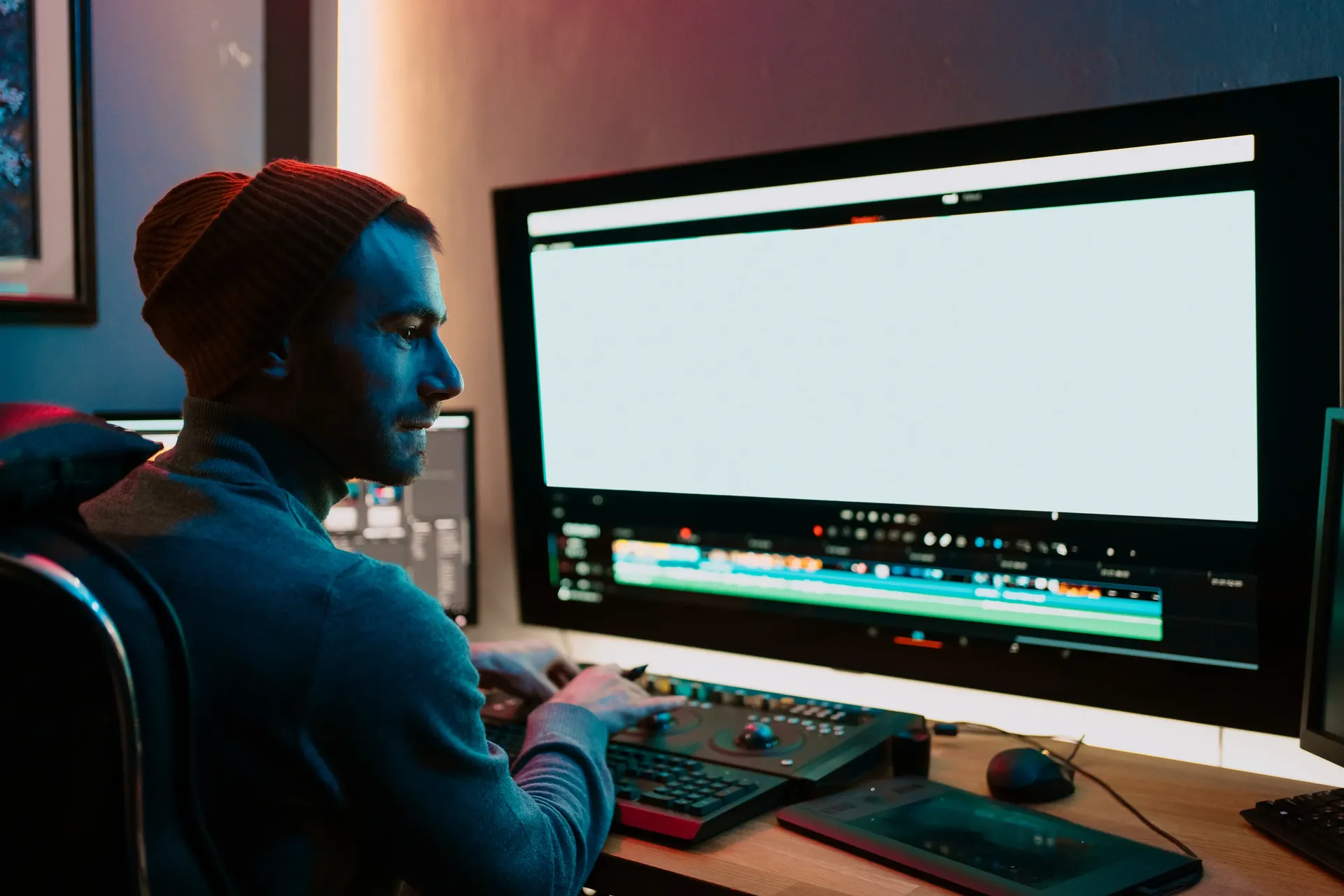 man at studio workstation